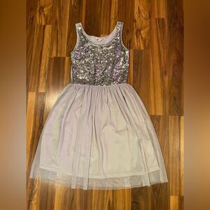 H&M silver size 14 youth tulle dress sequins